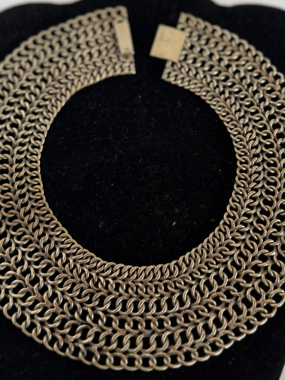 Vintage Mexican Alpaca Silver Mesh Design Collar Necklace